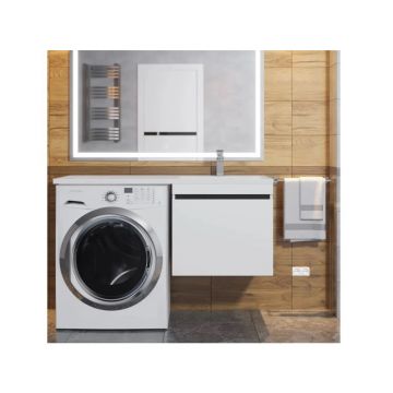Тумба под стиральную машину Uperwood (Аппервуд) Magenta, 60 см, подвесная, белая/графит, выдвижной ящик