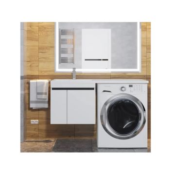 Тумба под стиральную машину Uperwood Magenta, 60 см, подвесная, белая/графит, с дверцами