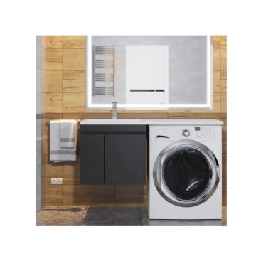 Тумба под стиральную машину Uperwood Magenta, 60 см, подвесная, черная, с дверцами