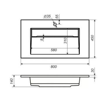 Тумба с раковиной для ванной Uperwood (Аппервуд) , Tanos-Next 80 см, подвесная, белая матовая