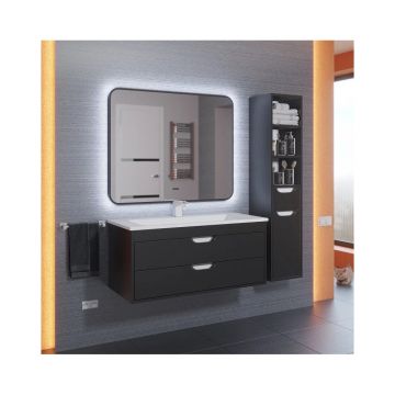 Зеркало для ванной с подсветкой Uperwood (Аппервуд) Modul, 65х80 см, бесконтактный сенсор, антизапотевание, черное, холодная подсветка