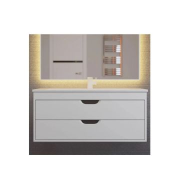 Тумба с раковиной для ванной Uperwood Modul, 100 см, подвесная, матовая, белая/графит