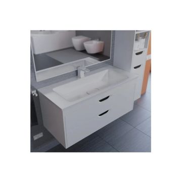 Тумба с раковиной для ванной Uperwood Modul, 100 см, подвесная, матовая, белая/графит