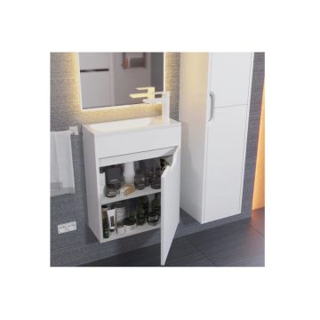 Тумба с раковиной для ванной Uperwood Modul, 50 см, подвесная, матовая, белая