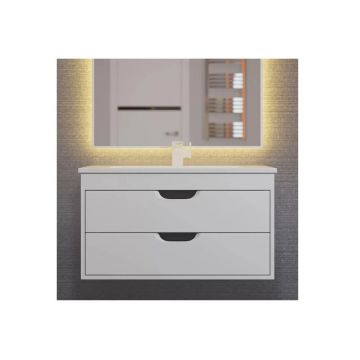 Тумба с раковиной для ванной Uperwood (Аппервуд) Modul, 80 см, подвесная, матовая, белая/графит