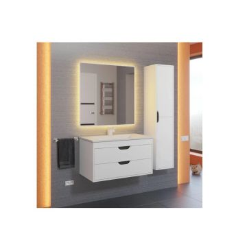 Тумба с раковиной для ванной Uperwood (Аппервуд) Modul, 80 см, подвесная, матовая, белая/графит