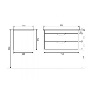 Тумба с раковиной для ванной Uperwood (Аппервуд) Modul, 80 см, подвесная, матовая, черная