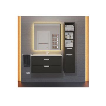 Тумба с раковиной для ванной Uperwood (Аппервуд) Modul, 80 см, подвесная, матовая, черная