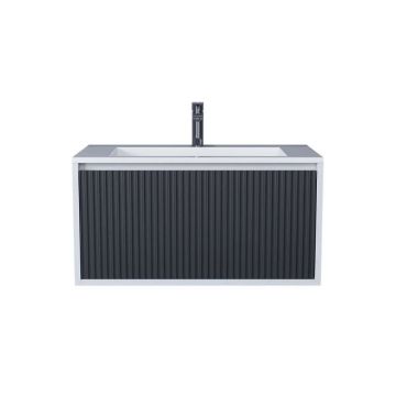 Тумба с раковиной для ванной Uperwood (Аппервуд) Next Premium, подвесная, 80 см, белая/графит, 1 ящик