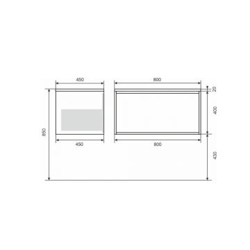 Тумба с раковиной для ванной Uperwood (Аппервуд) Next Premium, подвесная, 80 см, белая/графит, 1 ящик