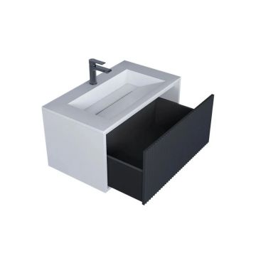 Тумба с раковиной для ванной Uperwood (Аппервуд) Next Premium, подвесная, 80 см, белая/графит, 1 ящик