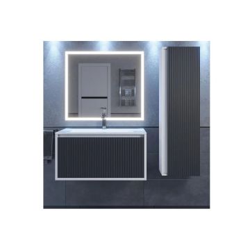 Тумба с раковиной для ванной Uperwood (Аппервуд) Next Premium, подвесная, 80 см, белая/графит, 1 ящик