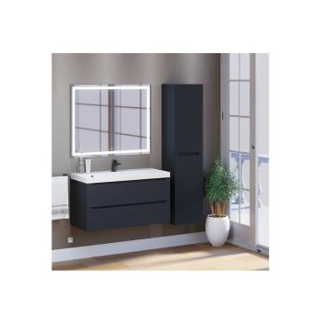 Тумба с раковиной для ванной Uperwood Tanos, 100 см, подвесная, матовая, черная