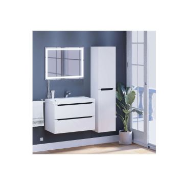 Тумба с раковиной для ванной Uperwood Tanos, 80 см, подвесная, матовая, белая/графит