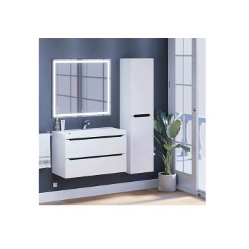 Тумба с раковиной для ванной Uperwood Tanos, 90 см, подвесная, матовая, белая/графит