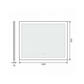 Зеркало для ванной с подсветкой Uperwood (Аппервуд) Barsa, 100х80 см, LED подсветка, сенсорный выключатель, антизапотевание