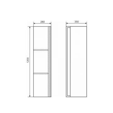 Шкаф-пенал для ванной Uperwood (Аппервуд) Barsa, 35х28х120 см, подвесной, черный/дуб сонома