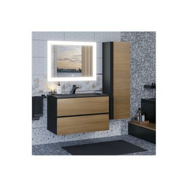 Шкаф-пенал для ванной Uperwood (Аппервуд) Barsa, 35х28х120 см, подвесной, черный/дуб сонома