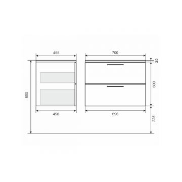Тумба под раковину для ванной Uperwood (Упервуд) Foster New, 70 см, подвесная, серый графит TFosterNEW70g