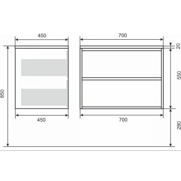 Тумба под раковину для ванной Uperwood (Упервуд) Next, подвесная, 100 см, белая/графит, 2 ящика 3930205159