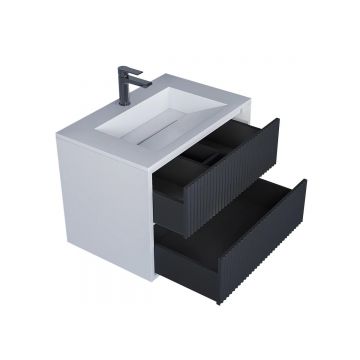 Тумба под раковину для ванной Uperwood (Упервуд) Next, подвесная, 100 см, белая/графит, 2 ящика 3930205159