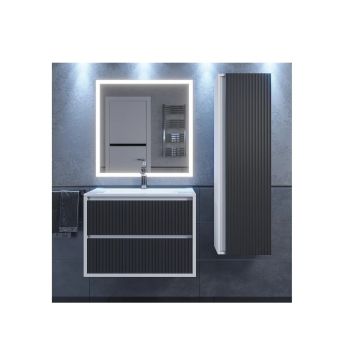 Тумба под раковину для ванной Uperwood (Упервуд) Next, подвесная, 100 см, белая/графит, 2 ящика 3930205159