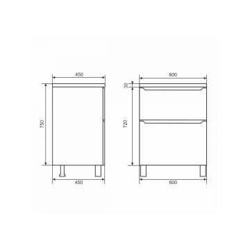 Тумба под раковину для ванной Uperwood (Упервуд) Tanos напольная, 60 см, белая, 2 ящика 291120329