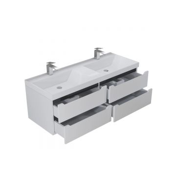 Тумба под раковину для ванной Uperwood (Упервуд) Tanos подвесная, 120 см, двойная, 4 ящика, белая/графит 2910203303