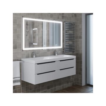 Тумба под раковину для ванной Uperwood (Упервуд) Tanos подвесная, 120 см, двойная, 4 ящика, белая/графит 2910203303