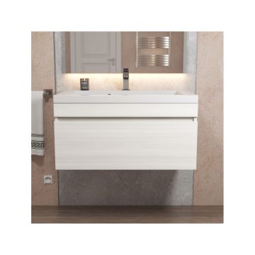 Тумба с раковиной для ванной Uperwood (Упервуд) Eva, подвесная 75 см, Дуб Харбор Белый, выдвижной ящик 3930313470