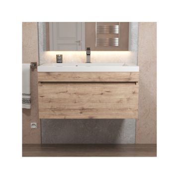 Тумба с раковиной для ванной Uperwood (Упервуд) Eva, подвесная 75 см, Крафт Табачный, выдвижной ящик 3930313471