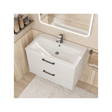 Тумба с раковиной для ванной Uperwood (Упервуд) Foster New, 80 см, подвесная, белая KFosterNEW80w