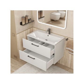 Тумба с раковиной для ванной Uperwood (Упервуд) Foster New, 80 см, подвесная, белая KFosterNEW80w