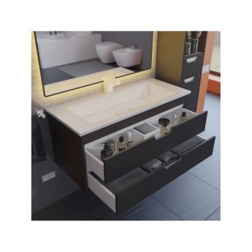 Тумба с раковиной для ванной Uperwood (Упервуд) Modul, 100 см, подвесная, матовая, черная 393020553