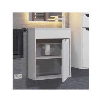 Тумба с раковиной для ванной Uperwood (Упервуд) Modul, 50 см, подвесная, матовая, белая/графит 393020555