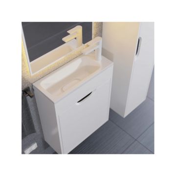 Тумба с раковиной для ванной Uperwood (Упервуд) Modul, 50 см, подвесная, матовая, белая/графит 393020555