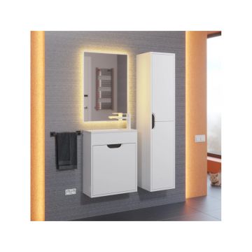 Тумба с раковиной для ванной Uperwood (Упервуд) Modul, 50 см, подвесная, матовая, белая/графит 393020555