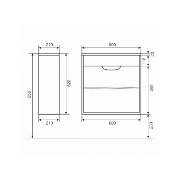 Тумба с раковиной для ванной Uperwood (Упервуд) Modul, 60 см, подвесная, матовая, белая/графит 393020557
