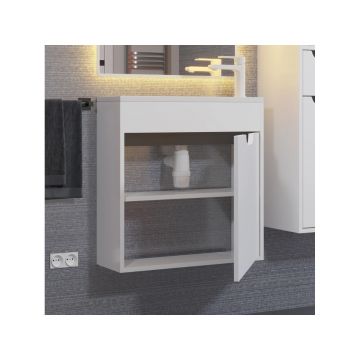 Тумба с раковиной для ванной Uperwood (Упервуд) Modul, 60 см, подвесная, матовая, белая/графит 393020557