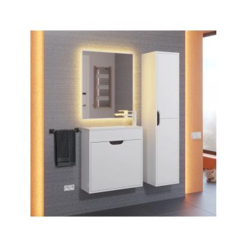 Тумба с раковиной для ванной Uperwood (Упервуд) Modul, 60 см, подвесная, матовая, белая/графит 393020557