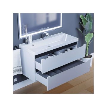 Тумба с раковиной для ванной Uperwood (Упервуд) Tanos, 100 см, подвесная, матовая, белая/графит 29111020233