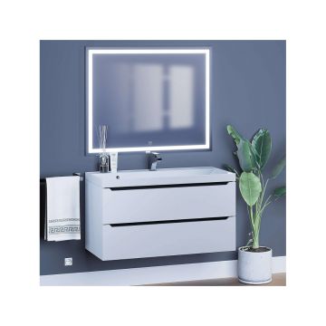 Тумба с раковиной для ванной Uperwood (Упервуд) Tanos, 100 см, подвесная, матовая, белая/графит 29111020233