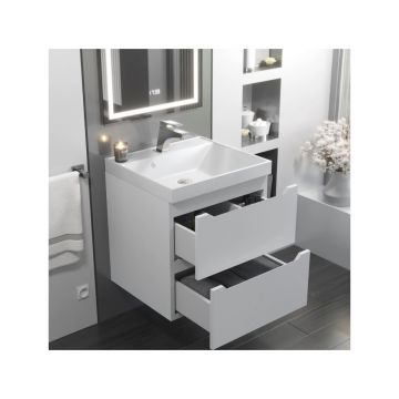 Тумба с раковиной для ванной Uperwood (Упервуд) Tanos, 50 см, подвесная, матовая, белая 29111020234