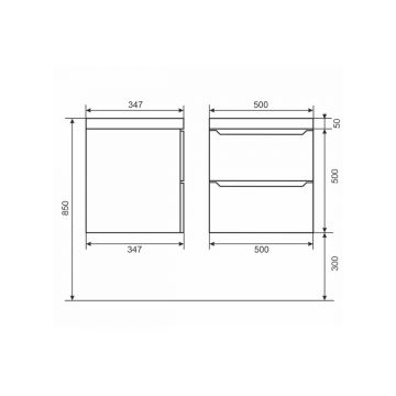 Тумба с раковиной для ванной Uperwood (Упервуд) Tanos, 50 см, подвесная, матовая, белая/графит 29111020236