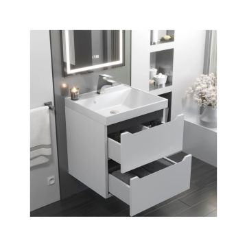 Тумба с раковиной для ванной Uperwood (Упервуд) Tanos, 50 см, подвесная, матовая, белая/графит 29111020236