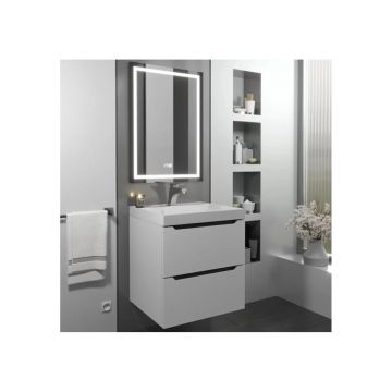 Тумба с раковиной для ванной Uperwood (Упервуд) Tanos, 50 см, подвесная, матовая, белая/графит 29111020236