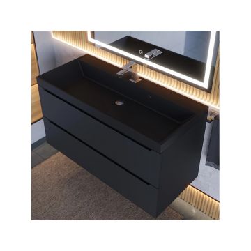 Тумба с раковиной для ванной Uperwood (Упервуд) Tanos-Classic Quartz, 80 см, черная/уголь 3930421700