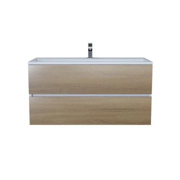 Тумба под раковину для ванной Uperwood (Аппервуд) Barsa, 100 см, подвесная, белая/дуб сонома