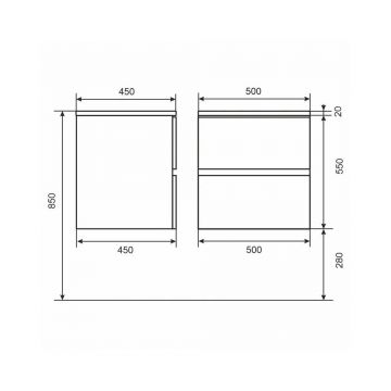 Тумба под раковину для ванной Uperwood (Аппервуд) Barsa, 50 см, подвесная, черная/дуб сонома