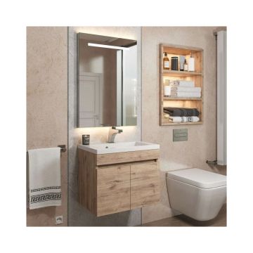 Тумба под раковину для ванной Uperwood (Аппервуд) Eva, 50 см, подвесная, Крафт Табачный, с дверцами